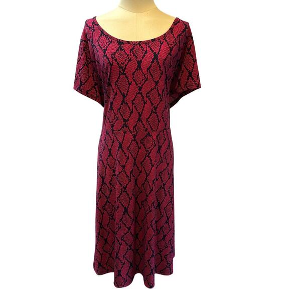 Women’s Michael Kors Pink Cap Sleeve Snakeskin Print Dress Sz 3X - Picture 1 of 4